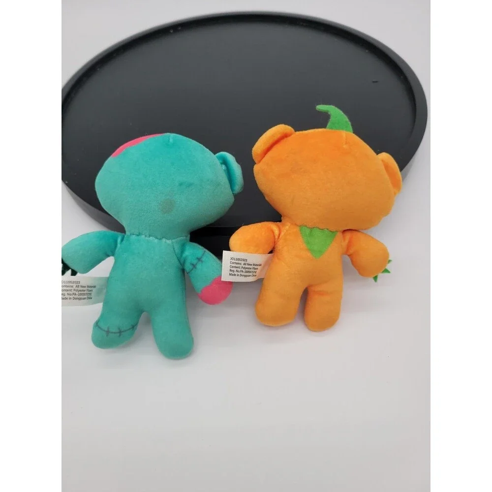 2 Deddy Bears Mini Plush Gothic Coffin  Zombear Undead Zombie Blue and Orange 5
